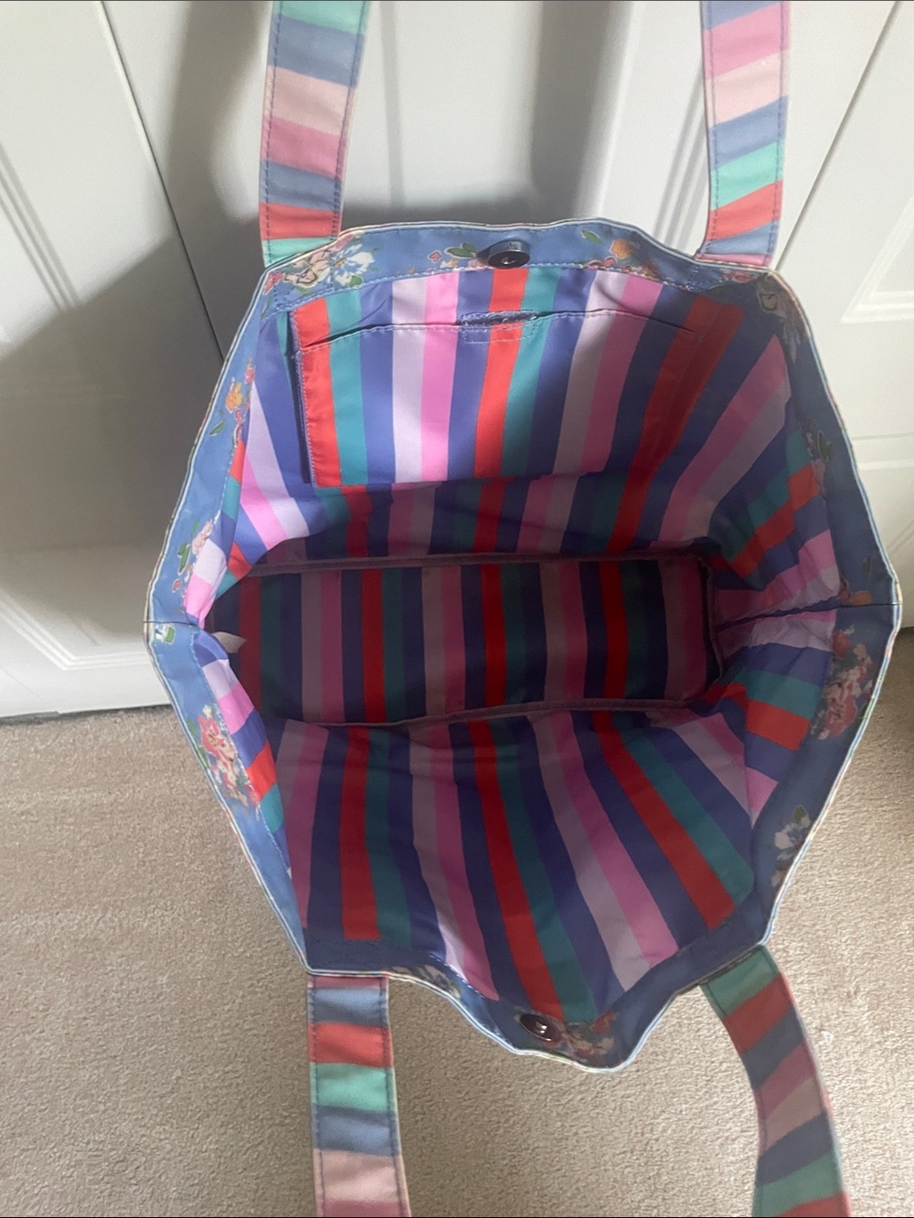 Matilda Jane Periwinkle Floral Tote with Stripe Trim - Picture 3 of 7